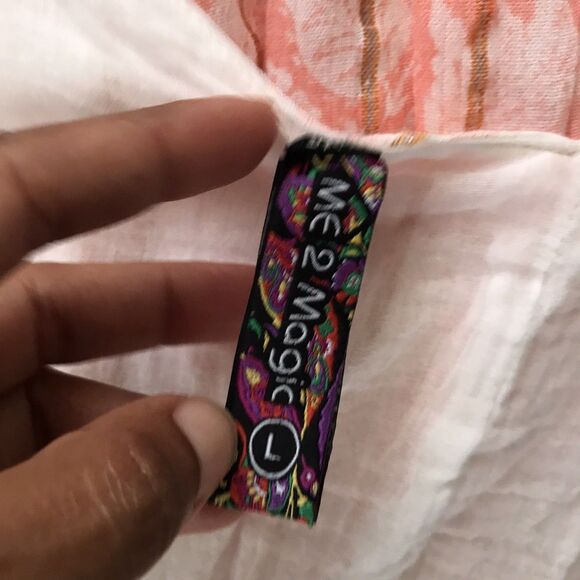 Anthropologie Me 2 Magic Pink V Neck Short Flutter Sleeve Printed Maxi Dress - L - Picture 10 of 10